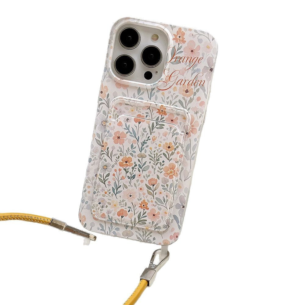 携帯ケース かわいい 花 ストラップ 耐衝撃 カード アイホンケース スマホン ガーデン おしゃれ 黄変対策 柔らかい