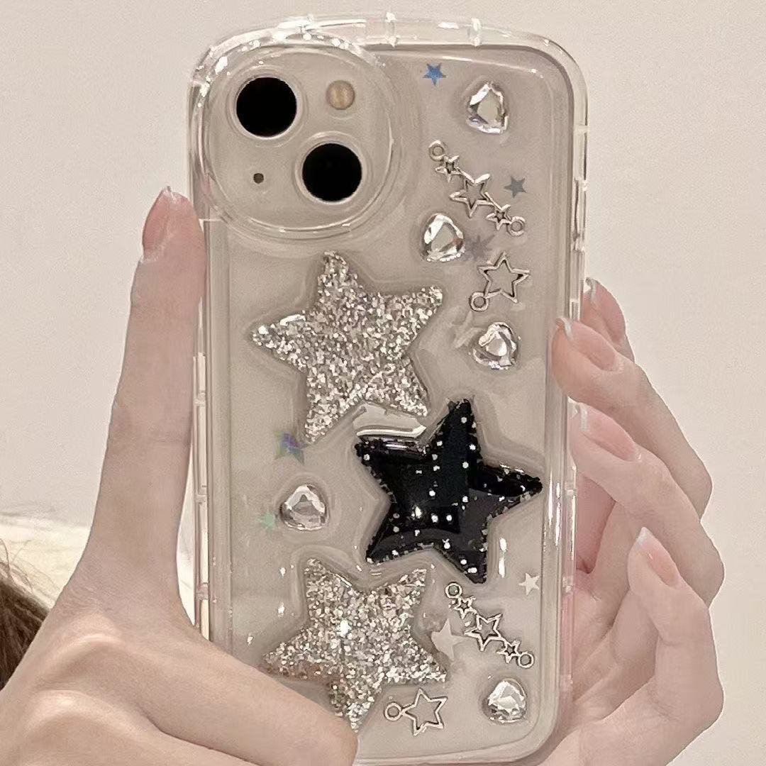 キラキラ 星 iPhoneスマホケース クリア 透明 シンプル かわいい おしゃれ 耐衝撃 人気 キラキラ星々