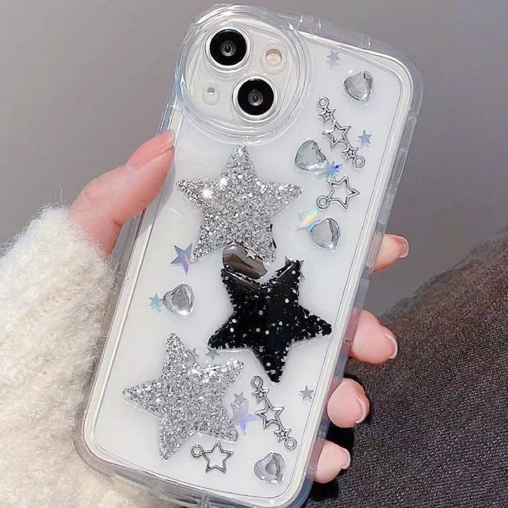 キラキラ 星 iPhoneスマホケース クリア 透明 シンプル かわいい おしゃれ 耐衝撃 人気 キラキラ星々