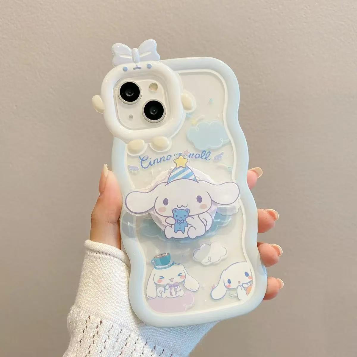 ケース クリア ウェーブ 透明 ケース おしゃれ シナモン リボン 波状フレーム スマホケース ワイヤレス充電対応 ストラップホール付き IPhone対応