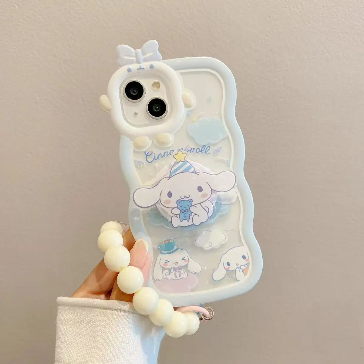 ケース クリア ウェーブ 透明 ケース おしゃれ シナモン リボン 波状フレーム スマホケース ワイヤレス充電対応 ストラップホール付き IPhone対応