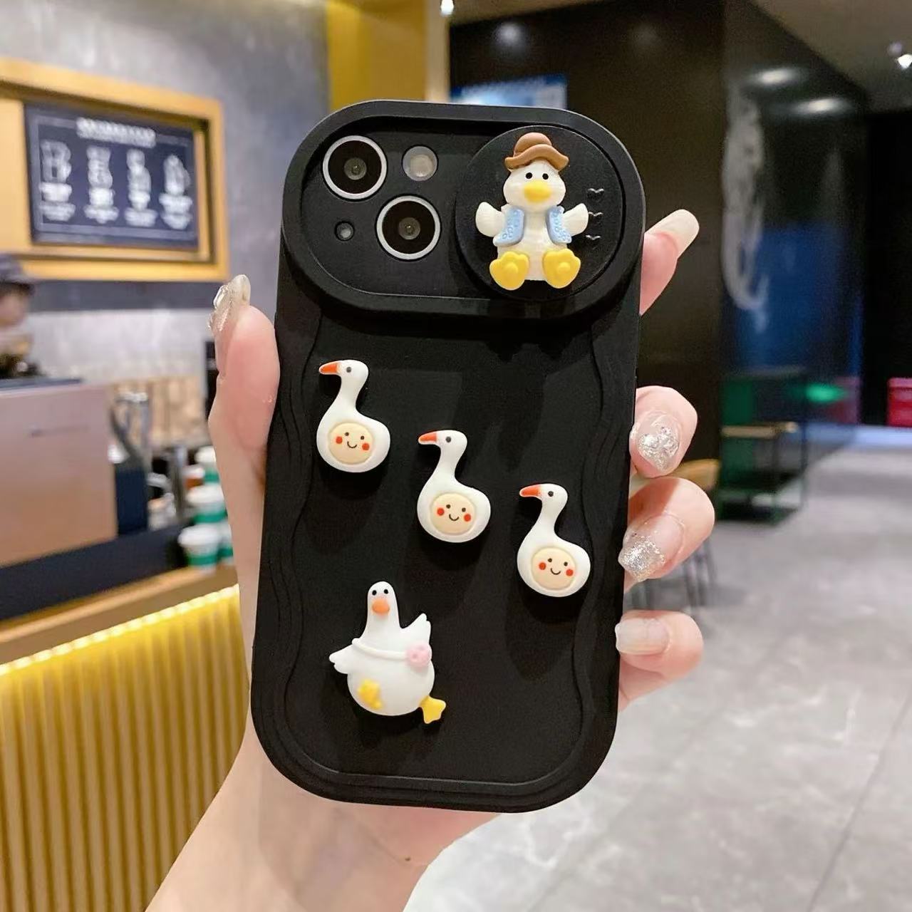 iPhone用 ケース スライド式カメラカバー 耐衝撃 可愛いアヒル レンズ保護 アイフォン用 スマホケース 防塵 人気 落下防止 滑り止め 指紋防止 携帯カバー