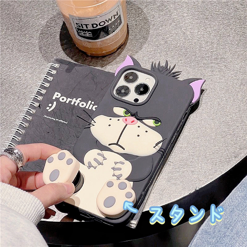 携帯ケース 可愛い クール ネコ 猫耳 スマホケース スタンド 耐衝撃 iPhone用 ケース ルシファー 3D立体 萌え萌え