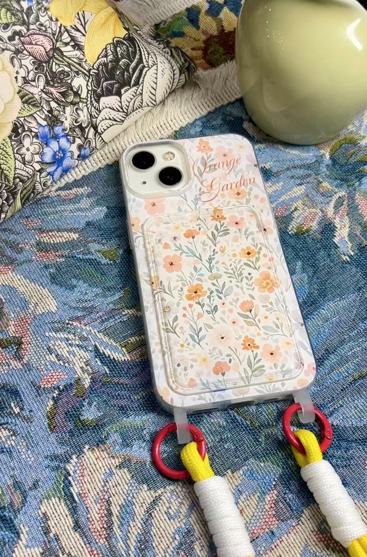 携帯ケース かわいい 花 ストラップ 耐衝撃 カード アイホンケース スマホン ガーデン おしゃれ 黄変対策 柔らかい