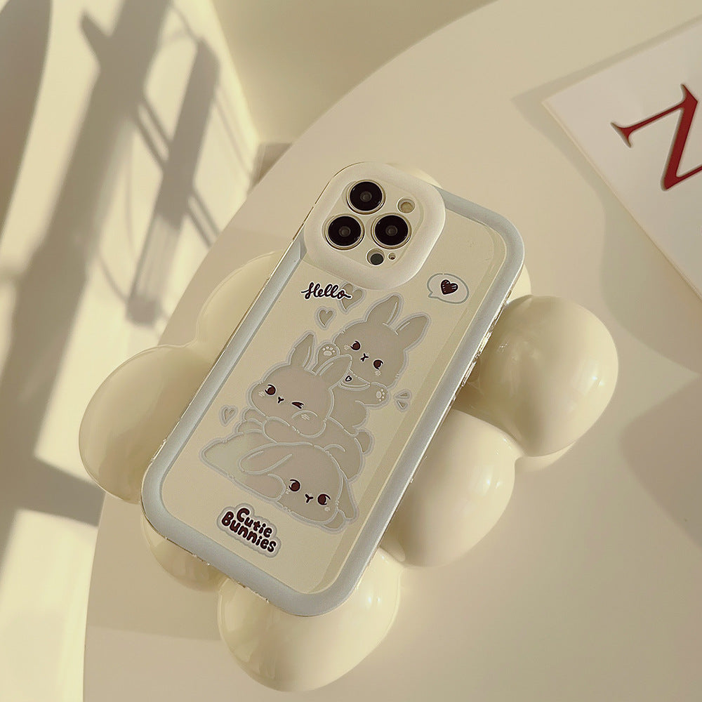 ケース for iPhone ケースウサギ バニー ホワイト 透明フルカバー 人気 擦り傷防止 全面保護 耐衝撃 超頑丈