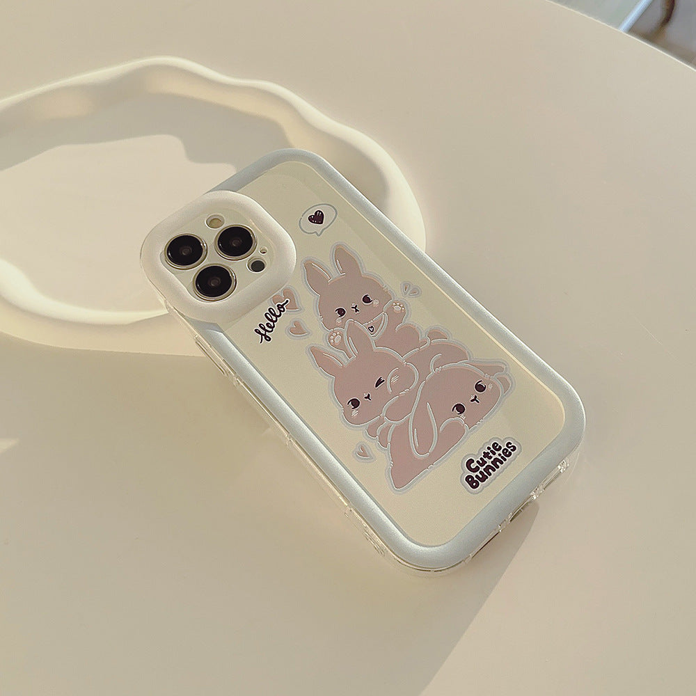 ケース for iPhone ケースウサギ バニー ホワイト 透明フルカバー 人気 擦り傷防止 全面保護 耐衝撃 超頑丈