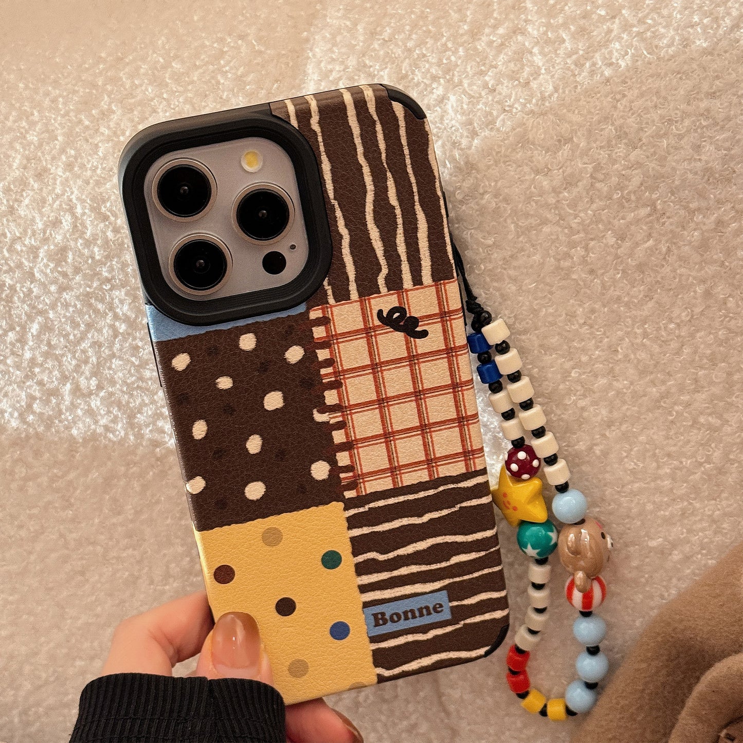 可愛いケース 携帯スマホケース アイホン TPU 軽量 カード 軽量フルカバー IPHONE ストラップ レトロ 水玉 つなぎ合わせ