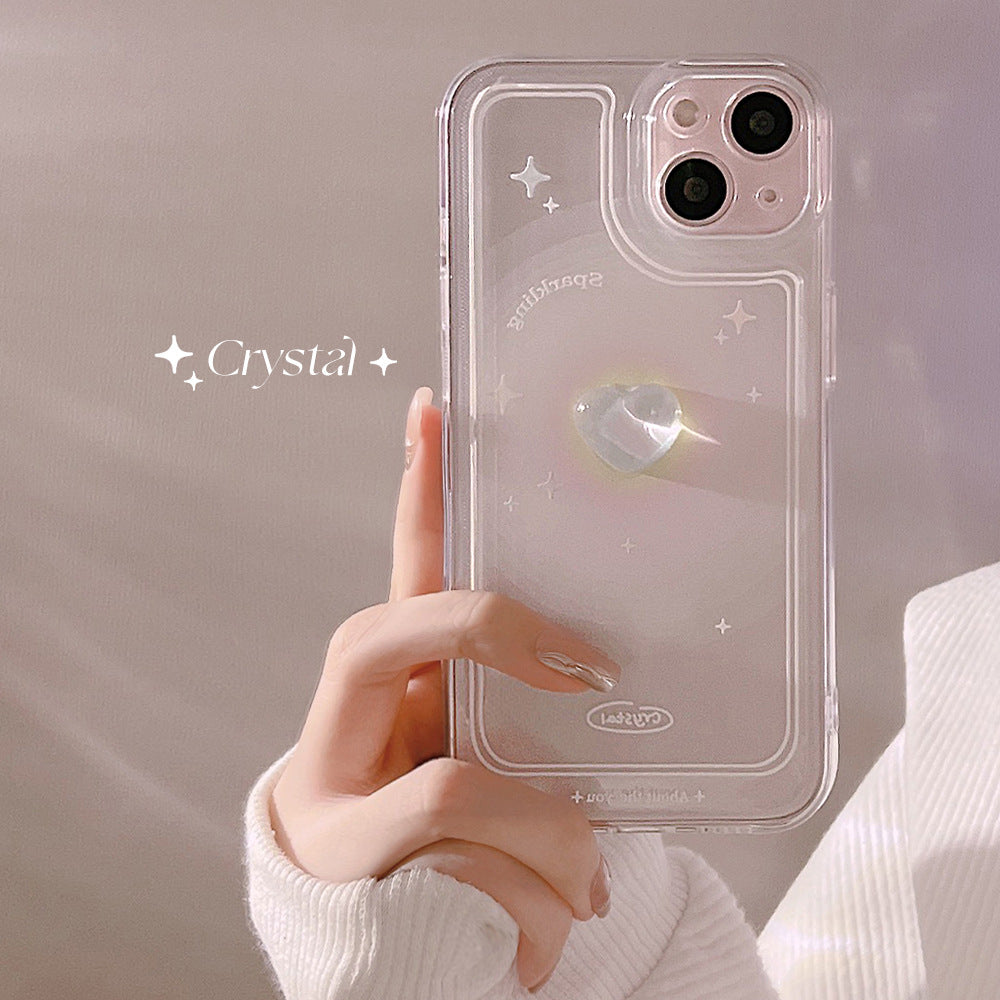 スマホケース 携帯ケース ピンクハート かわいい 透明軽量 立体 黄変対応 衝撃対応 精密開口 レディース ケース for IPHONE フルカバー