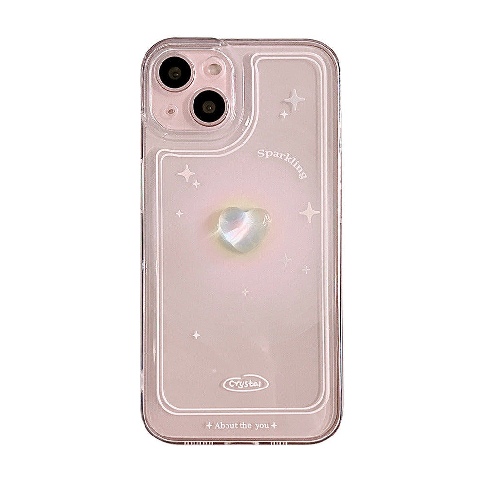 スマホケース 携帯ケース ピンクハート かわいい 透明軽量 立体 黄変対応 衝撃対応 精密開口 レディース ケース for IPHONE フルカバー