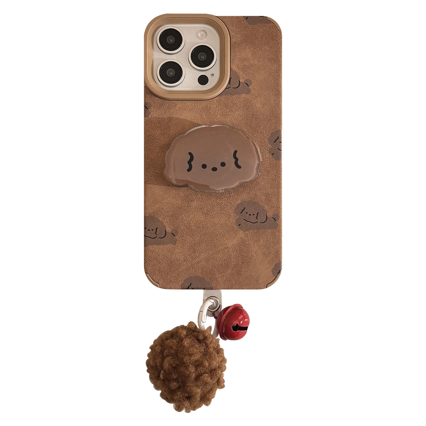 パピー 可愛いケース アイホン Iphoneケース スタンド しっぽ ベル 鈴 スエード感 TPU 立体ボタン 犬