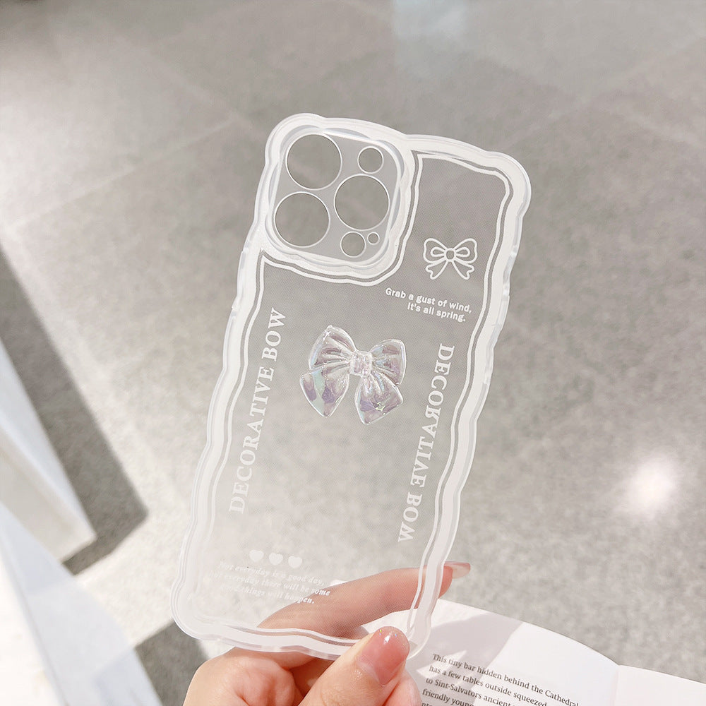 ケース for IPHONE 携帯ケース リボン かわいい 透明軽量 立体 黄変対応 衝撃対応 精密開口 レディース フルカバー