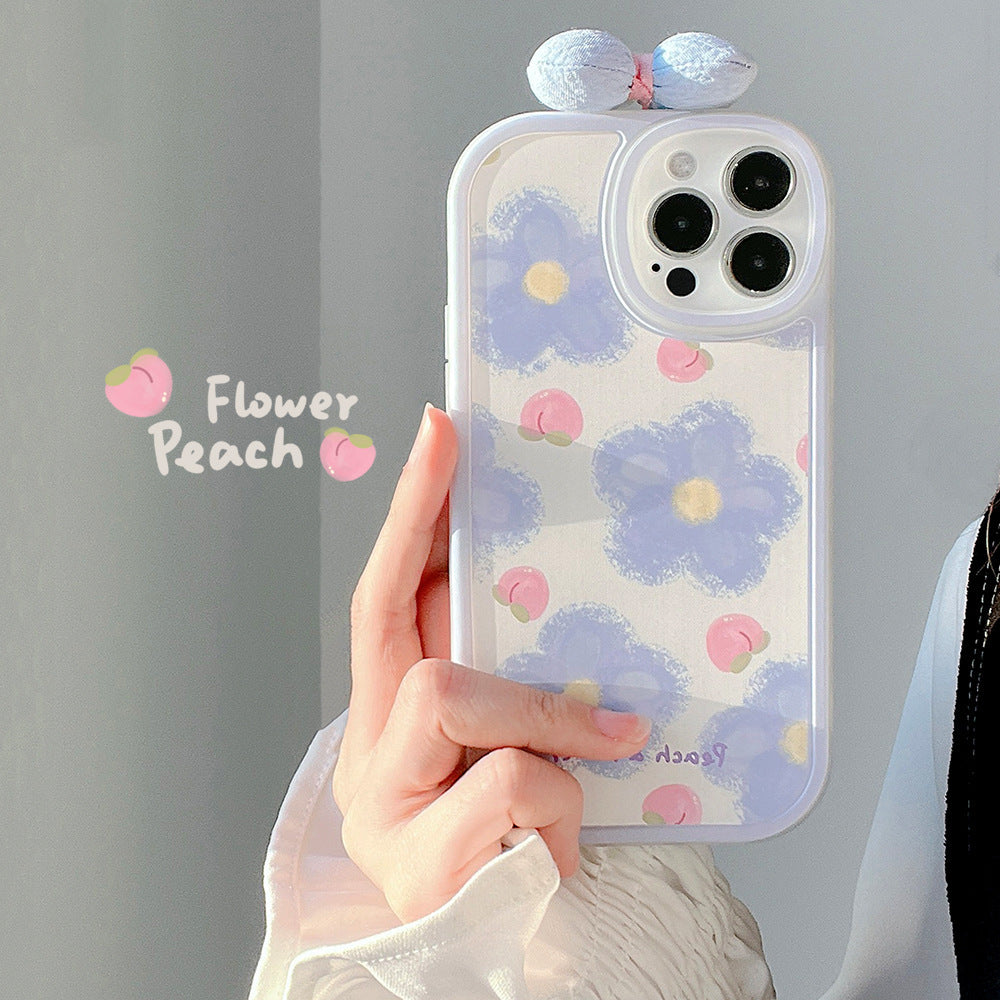 リボン 可愛い 立体感リボン柄 携帯ケース スマホケース アイフォン用ケース 花 動物 レディース ウサギ コブタ クマ