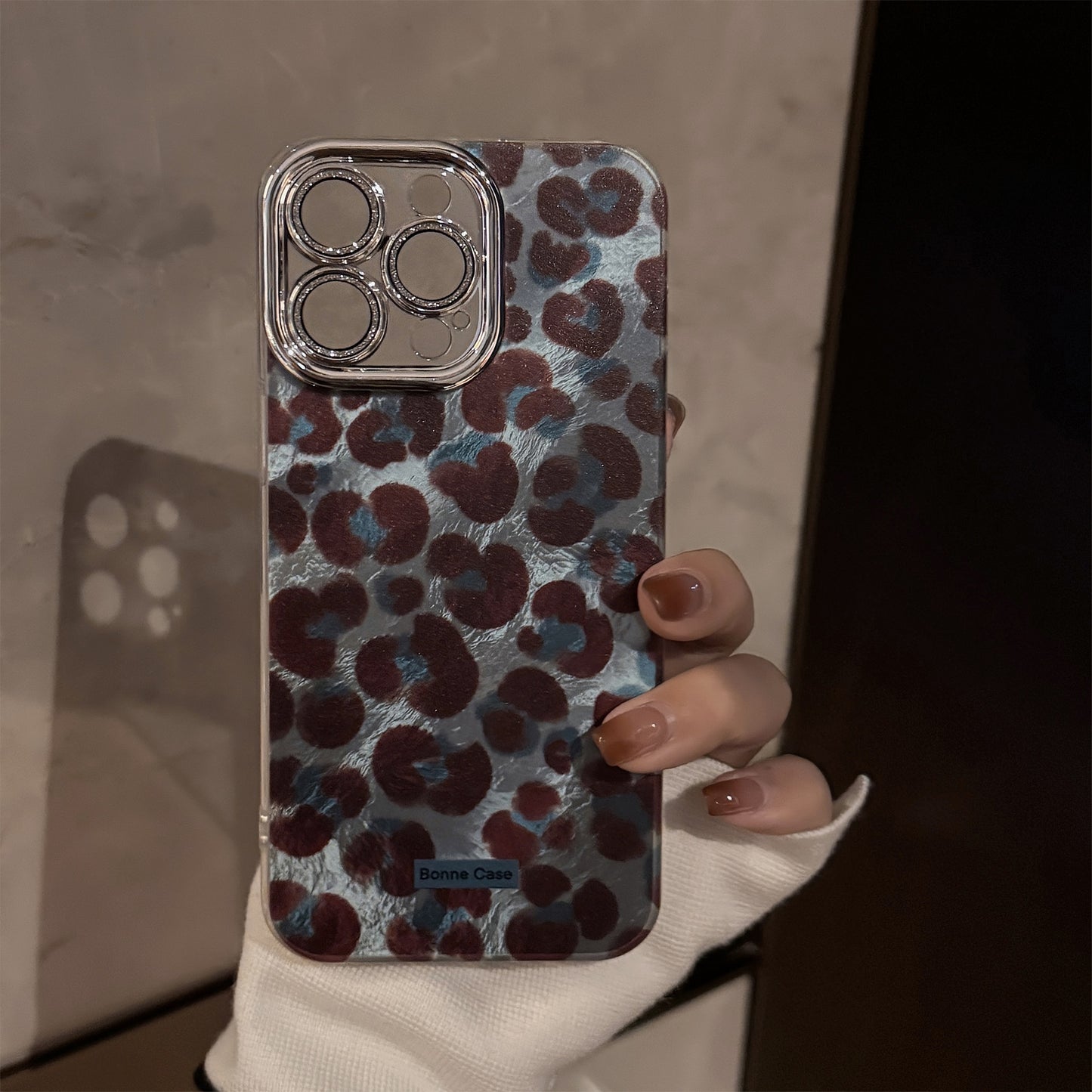 ケース携帯 iphoneケース ヒョウ柄 ブルーヒョウ柄 ストラップ レンズ保護 衝撃対応 レンズダイヤモンド ぴかぴか おしゃれスマホケース
