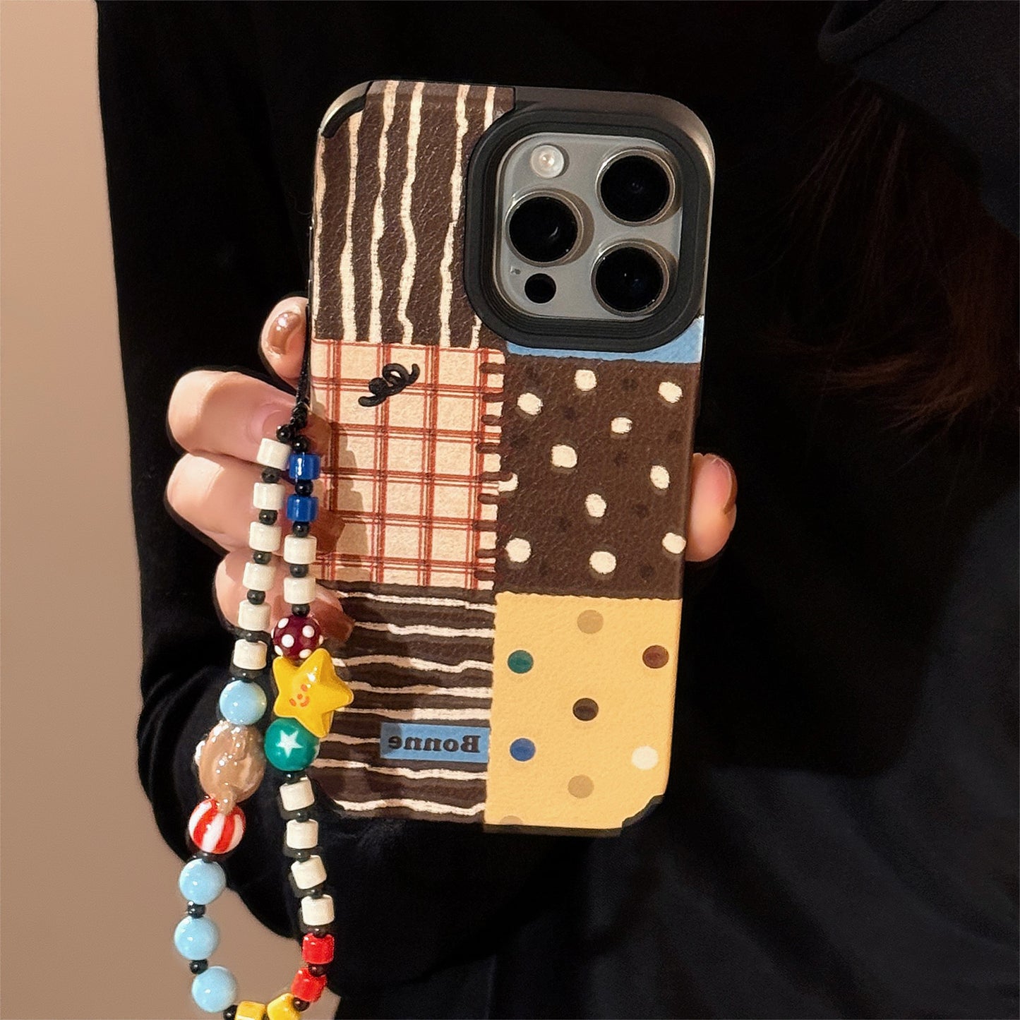 可愛いケース 携帯スマホケース アイホン TPU 軽量 カード 軽量フルカバー IPHONE ストラップ レトロ 水玉 つなぎ合わせ
