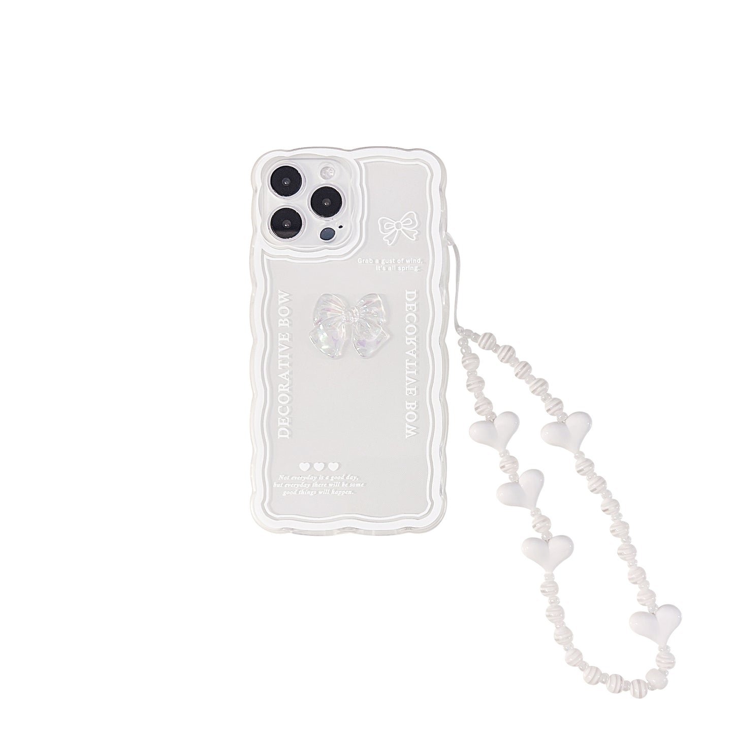 ケース for IPHONE 携帯ケース リボン かわいい 透明軽量 立体 黄変対応 衝撃対応 精密開口 レディース フルカバー