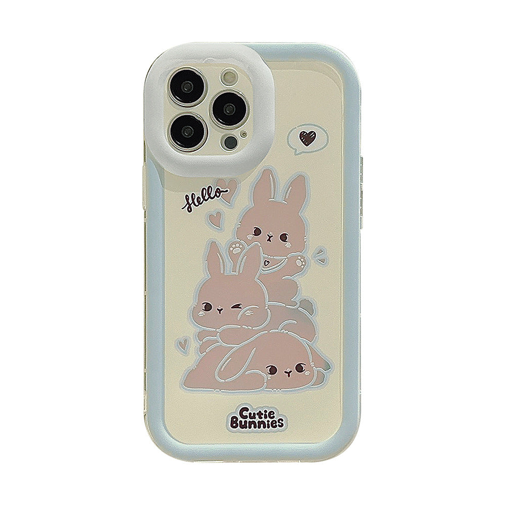 ケース for iPhone ケースウサギ バニー ホワイト 透明フルカバー 人気 擦り傷防止 全面保護 耐衝撃 超頑丈