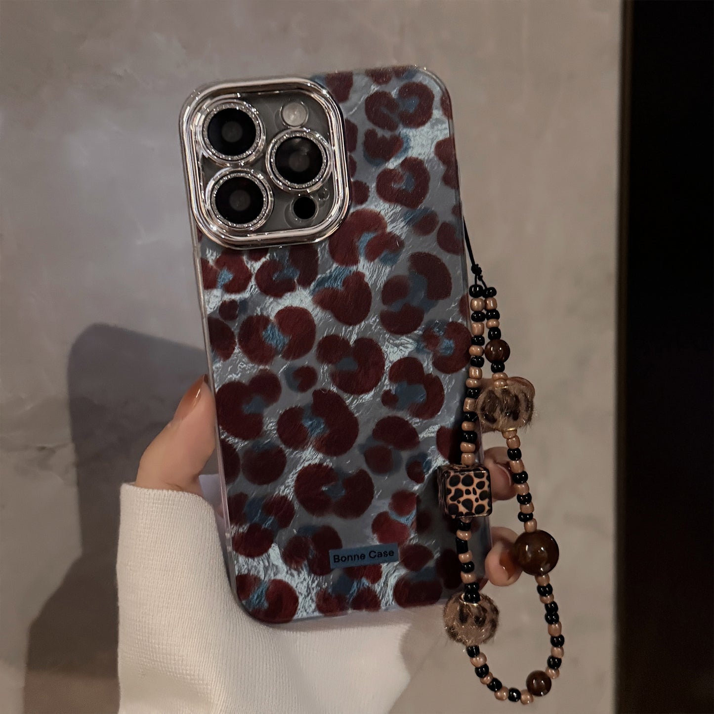 ケース携帯 iphoneケース ヒョウ柄 ブルーヒョウ柄 ストラップ レンズ保護 衝撃対応 レンズダイヤモンド ぴかぴか おしゃれスマホケース