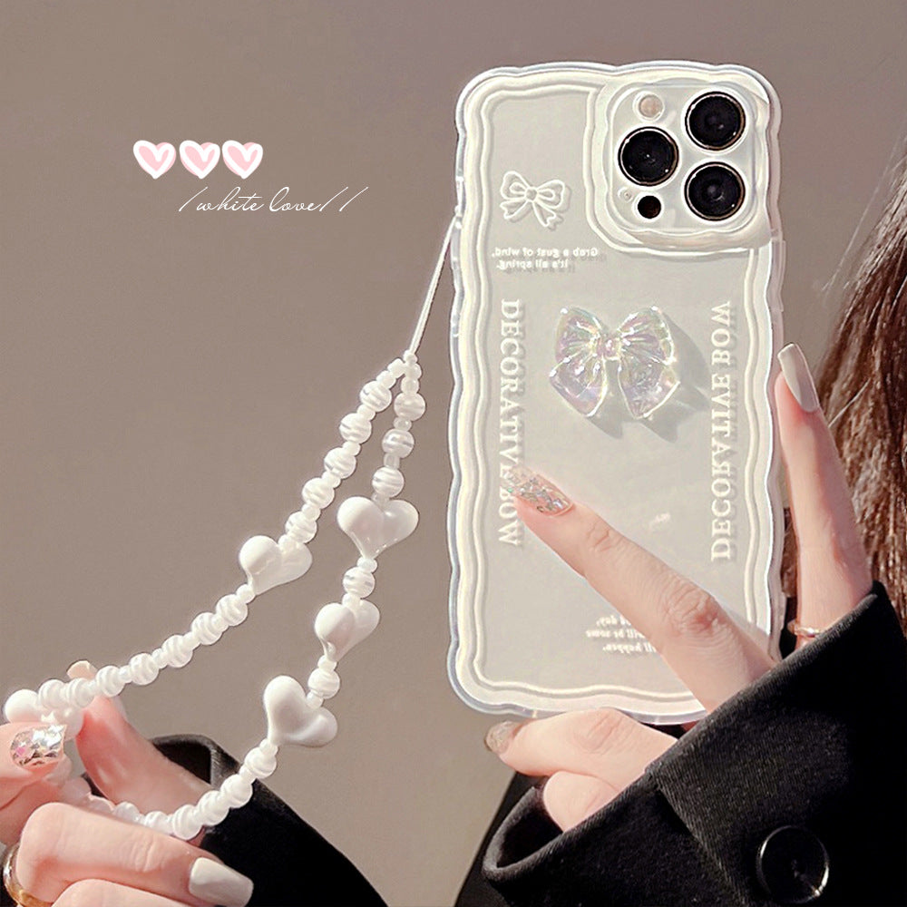 ケース for IPHONE 携帯ケース リボン かわいい 透明軽量 立体 黄変対応 衝撃対応 精密開口 レディース フルカバー