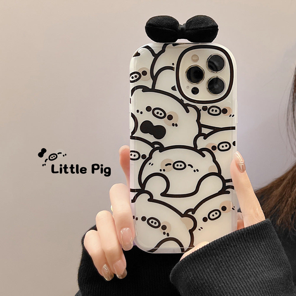 リボン 可愛い 立体感リボン柄 携帯ケース スマホケース アイフォン用ケース 花 動物 レディース ウサギ コブタ クマ