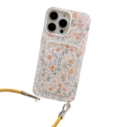 携帯ケース かわいい 花 ストラップ 耐衝撃 カード アイホンケース スマホン ガーデン  おしゃれ 黄変対策 柔らかい