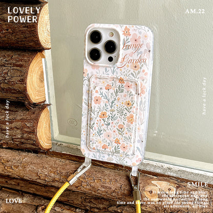 携帯ケース かわいい 花 ストラップ 耐衝撃 カード アイホンケース スマホン ガーデン  おしゃれ 黄変対策 柔らかい