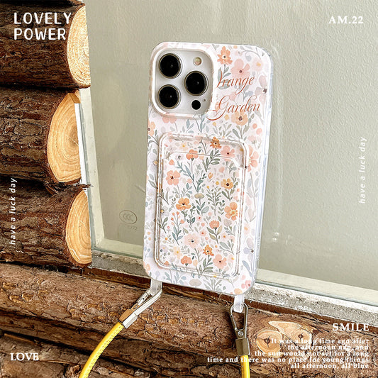 携帯ケース かわいい 花 ストラップ 耐衝撃 カード アイホンケース スマホン ガーデン  おしゃれ 黄変対策 柔らかい