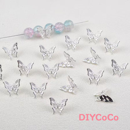 S.<AAA00>合金製立体蝶の間隔ビーズ、DIY アクセサリー用の透かし彫り金属のペンダント、ブレスレット材料