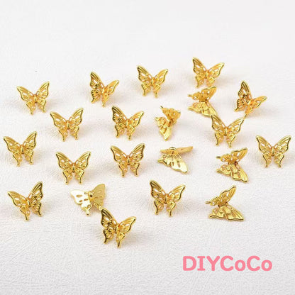 S.<AAA00>合金製立体蝶の間隔ビーズ、DIY アクセサリー用の透かし彫り金属のペンダント、ブレスレット材料
