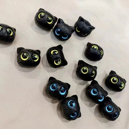 C.<AB00>陶磁器の散珠・丸珠・花釉・大穴のビーズで DIY アクセサリーの手作り材料キット（猫頭のビーズ送り）