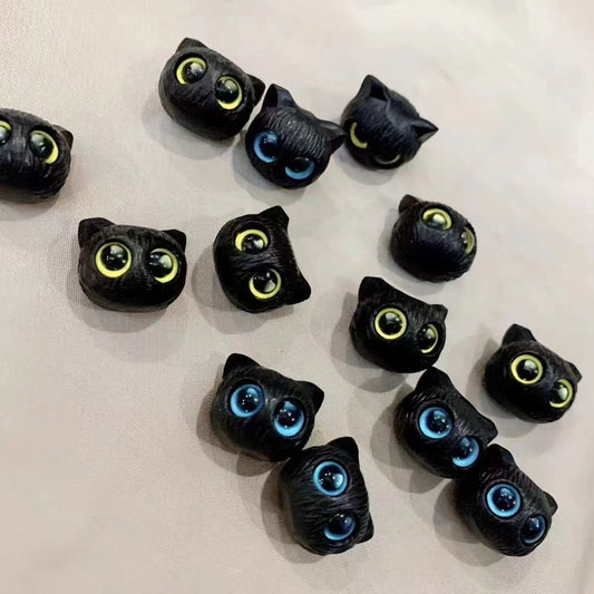C.<AB00>陶磁器の散珠・丸珠・花釉・大穴のビーズで DIY アクセサリーの手作り材料キット（猫頭のビーズ送り）