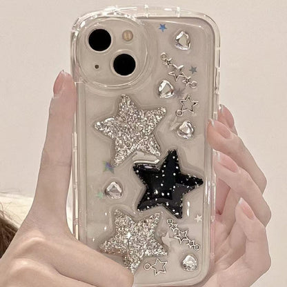 キラキラ 星 iPhoneスマホケース クリア 透明 シンプル かわいい おしゃれ 耐衝撃 人気 キラキラ星々