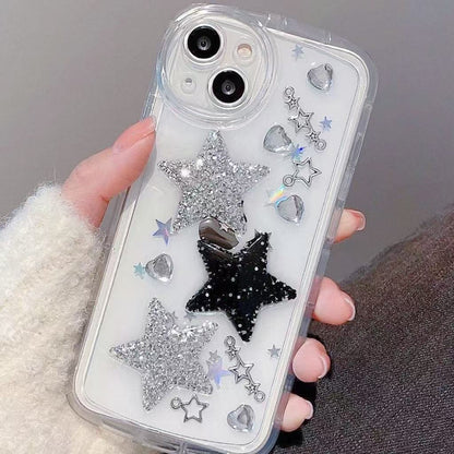 キラキラ 星 iPhoneスマホケース クリア 透明 シンプル かわいい おしゃれ 耐衝撃 人気 キラキラ星々