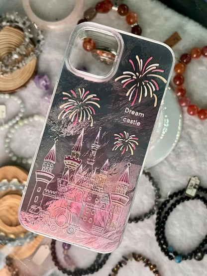 iPhoneケース [反射性 / One Piece ] -  ［ワイヤレス充電対応］お城と花火 ヒカル夢 カメラ保護 おしゃれ  スマホケース