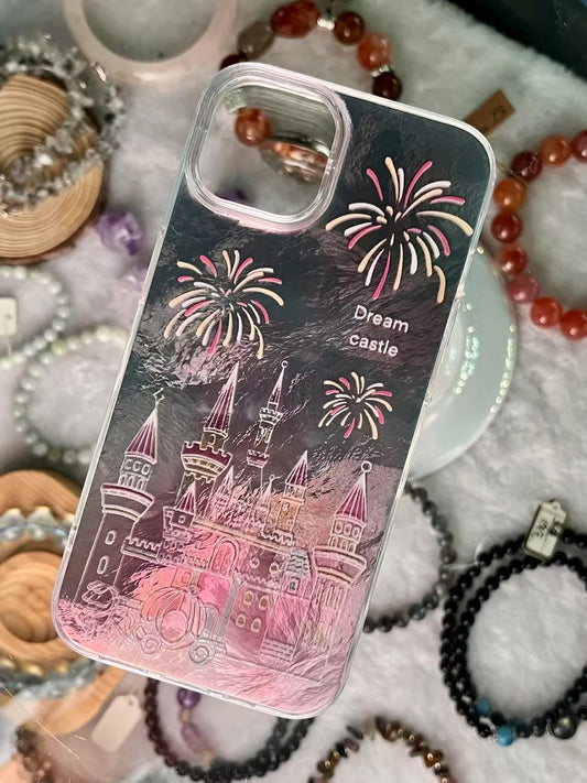 iPhoneケース [反射性 / One Piece ] -  ［ワイヤレス充電対応］お城と花火 ヒカル夢 カメラ保護 おしゃれ  スマホケース