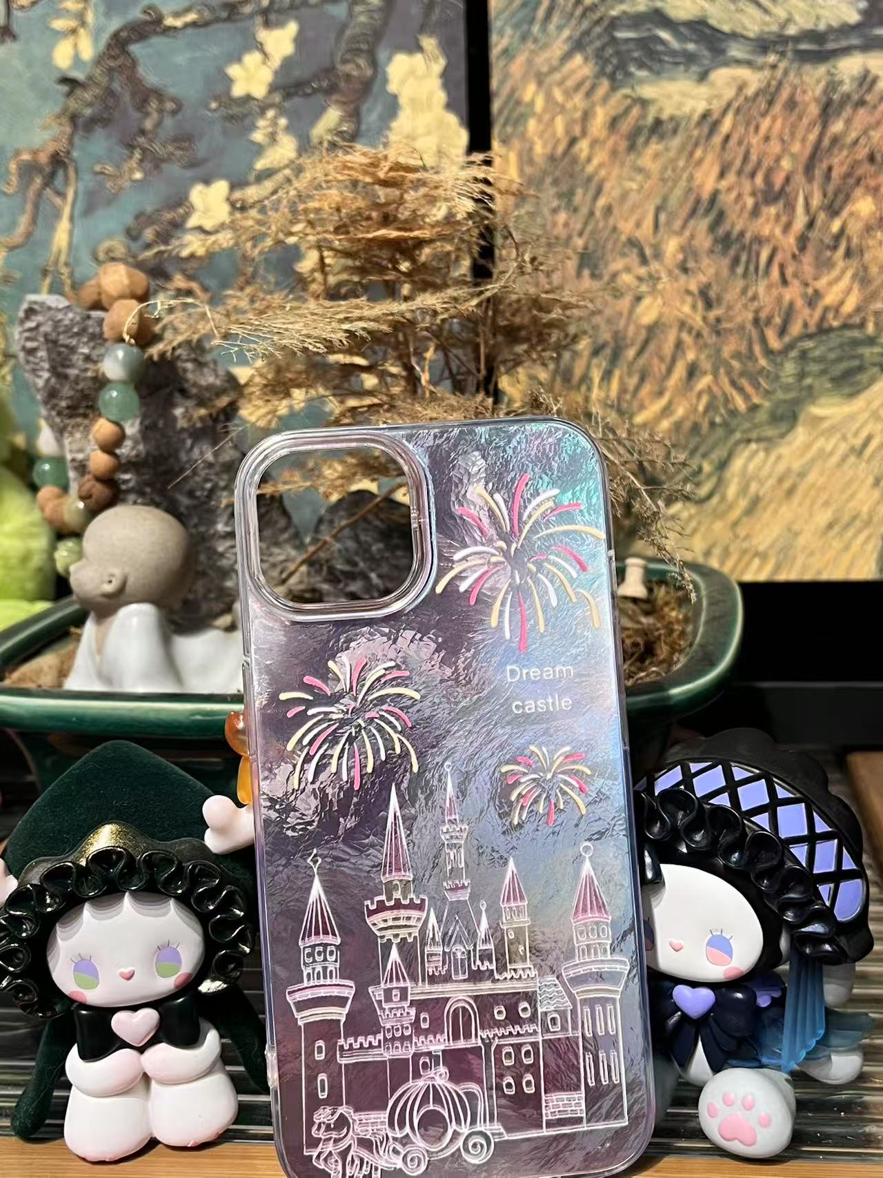 iPhoneケース [反射性 / One Piece ] -  ［ワイヤレス充電対応］お城と花火 ヒカル夢 カメラ保護 おしゃれ  スマホケース