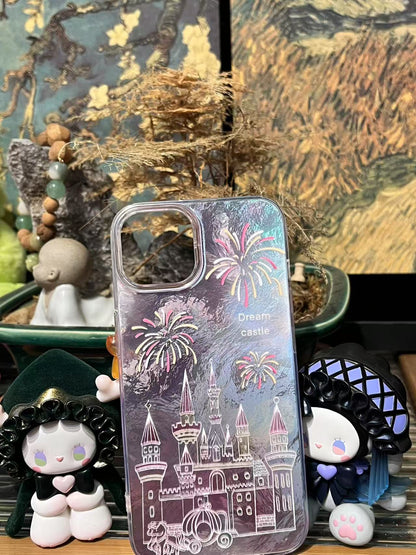 iPhoneケース [反射性 / One Piece ] -  ［ワイヤレス充電対応］お城と花火 ヒカル夢 カメラ保護 おしゃれ  スマホケース