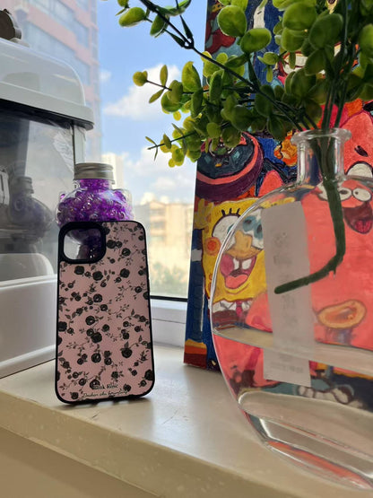 携帯ケース スマホ アイホン ケースFOR IPHONE ピンク 黒いバラ 精孔 立体ボタン カメラ保護 ストラップ対応 おしゃれ レディース