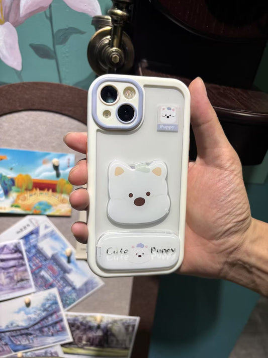 ケース For iPhone ドッグ 犬 子犬 漫画 動物柄 衝撃吸収 落下防止 アイフォン 專用スマホ ケース カバー 薄型 特製スマホケース レンズ保護 カガミスレ傷防止 女子力 ファッションクリエイティブかわいい スタンド 鏡