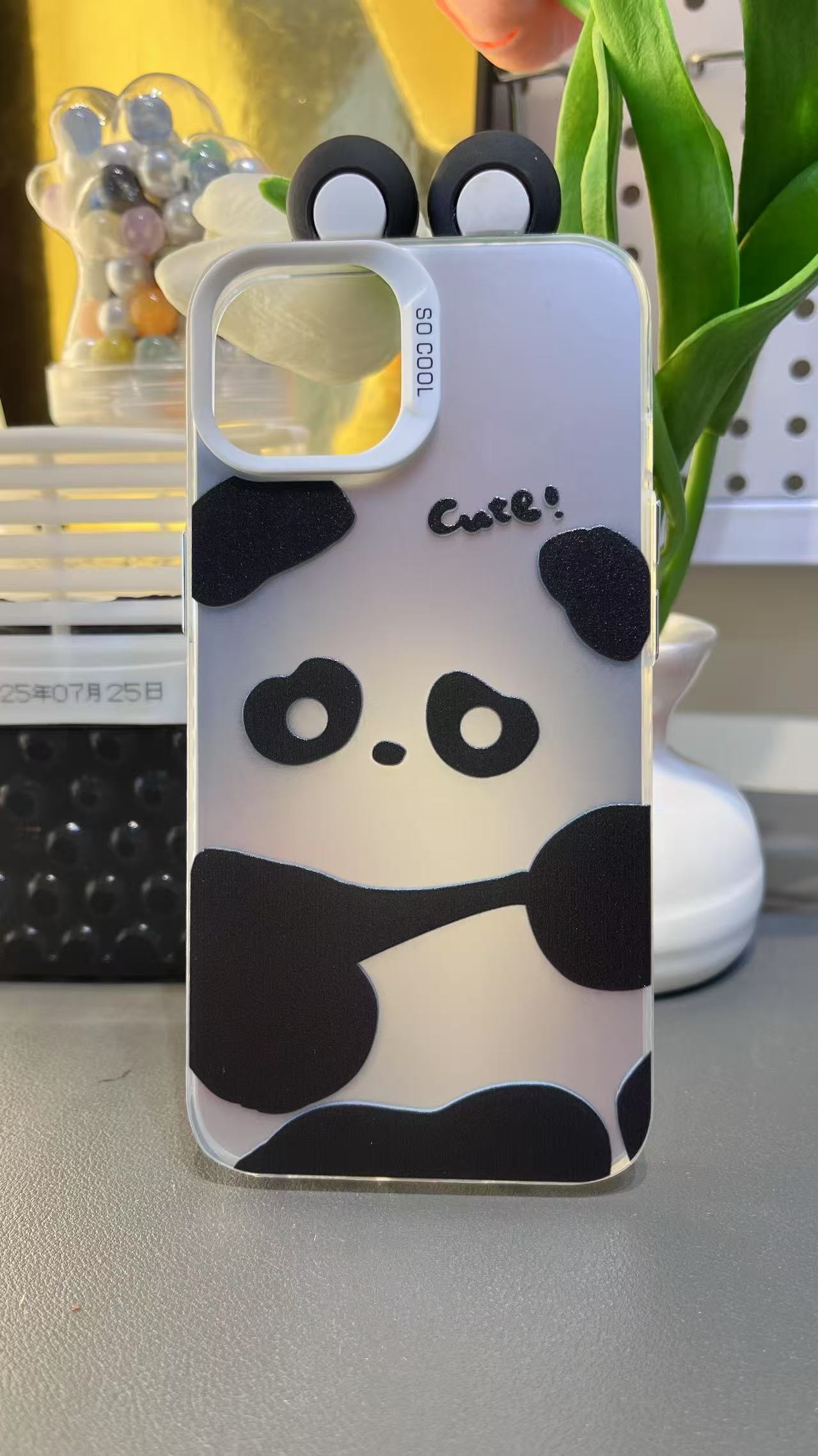 携帯ケース アイホンケース パンダ 耳 シルバー  キュート 可愛い TPU 精密開口 ストラップ対応 ケースFOR IPHONE 軽量ケース