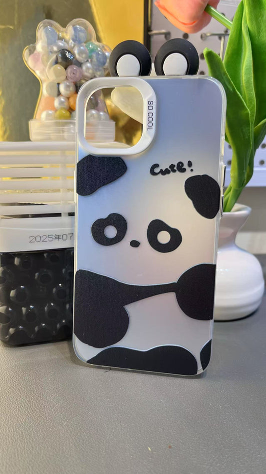 携帯ケース アイホンケース パンダ 耳 シルバー  キュート 可愛い TPU 精密開口 ストラップ対応 ケースFOR IPHONE 軽量ケース