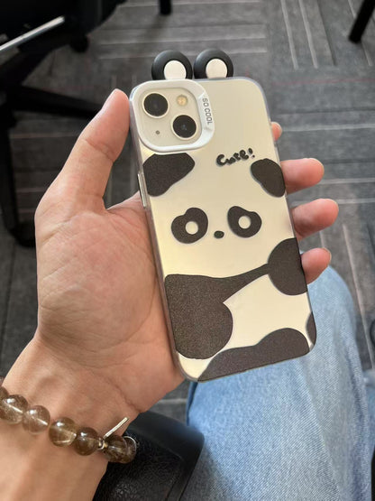 携帯ケース アイホンケース パンダ 耳 シルバー  キュート 可愛い TPU 精密開口 ストラップ対応 ケースFOR IPHONE 軽量ケース