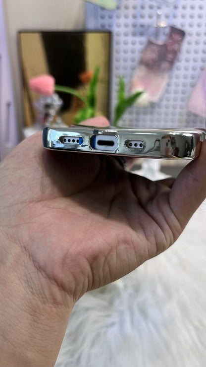 IPHONE対応 透明便利 レディースハート 携帯ケース おしゃれ シルバー アイホン 軽量 衝撃対応 黄変対応