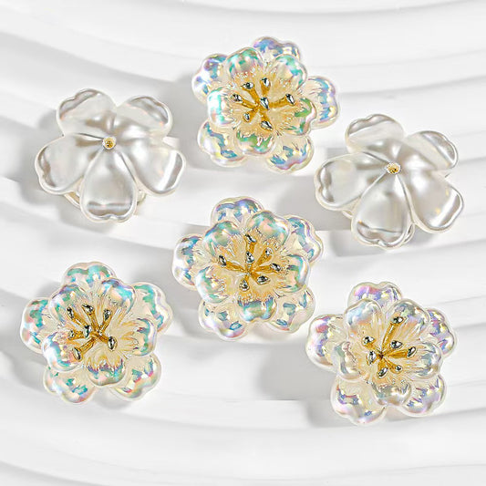 ＣカラフルマーメイドUVコーティングダブルレイヤー桃の花＿ヘアアクセサリー＆イヤリングパーツ