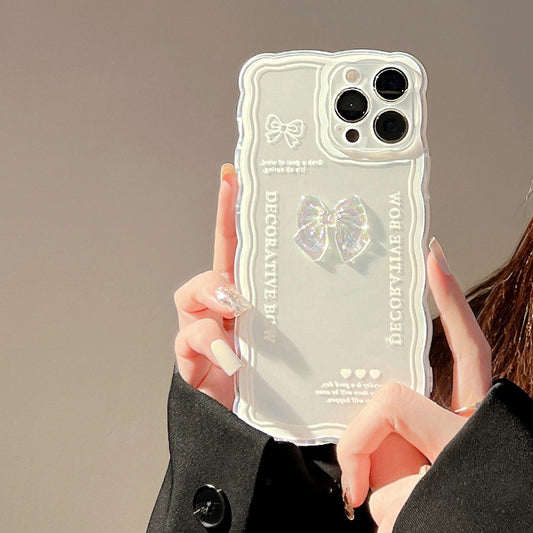 ケース for IPHONE 携帯ケース リボン かわいい 透明軽量 立体 黄変対応 衝撃対応 精密開口 レディース フルカバー