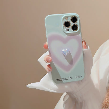 Iphone専用ケース 携帯ケース 鍍金ハート かわいい 立体ハート 衝撃対応 精密開口ケース for IPHONE フルカバー 水色