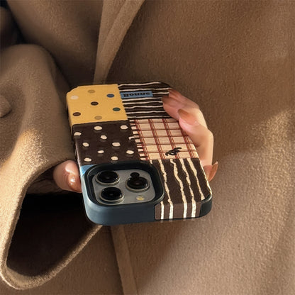 可愛いケース 携帯スマホケース アイホン TPU 軽量 カード 軽量フルカバー IPHONE ストラップ レトロ 水玉 つなぎ合わせ