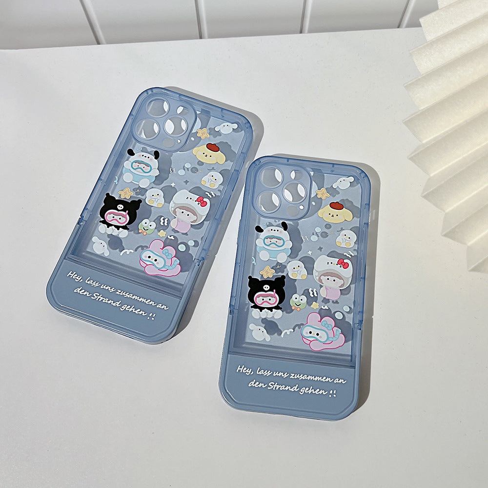 携帯ケース iPhone 用ケース 漫画 アニマル イヌ スタンド 白い ホワイト 透明 女性 人気 擦り傷防止 全面保護 耐衝撃 黄変対応