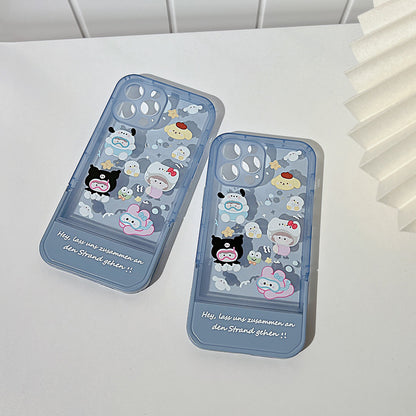 携帯ケース iPhone 用ケース 漫画 アニマル イヌ スタンド 白い ホワイト 透明 女性 人気 擦り傷防止 全面保護 耐衝撃 黄変対応