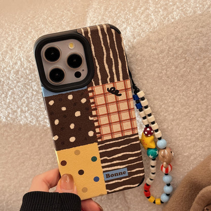 可愛いケース 携帯スマホケース アイホン TPU 軽量 カード 軽量フルカバー IPHONE ストラップ レトロ 水玉 つなぎ合わせ