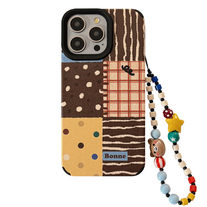 可愛いケース 携帯スマホケース アイホン TPU 軽量 カード 軽量フルカバー IPHONE ストラップ レトロ 水玉 つなぎ合わせ